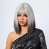 BLONDE UNICORN Короткие прямые парики Белый Серый парик Боб с челкой Натуральные женские накладные волосы Повседневная вечеринка Рождественский синтетический парик Высокая температура
