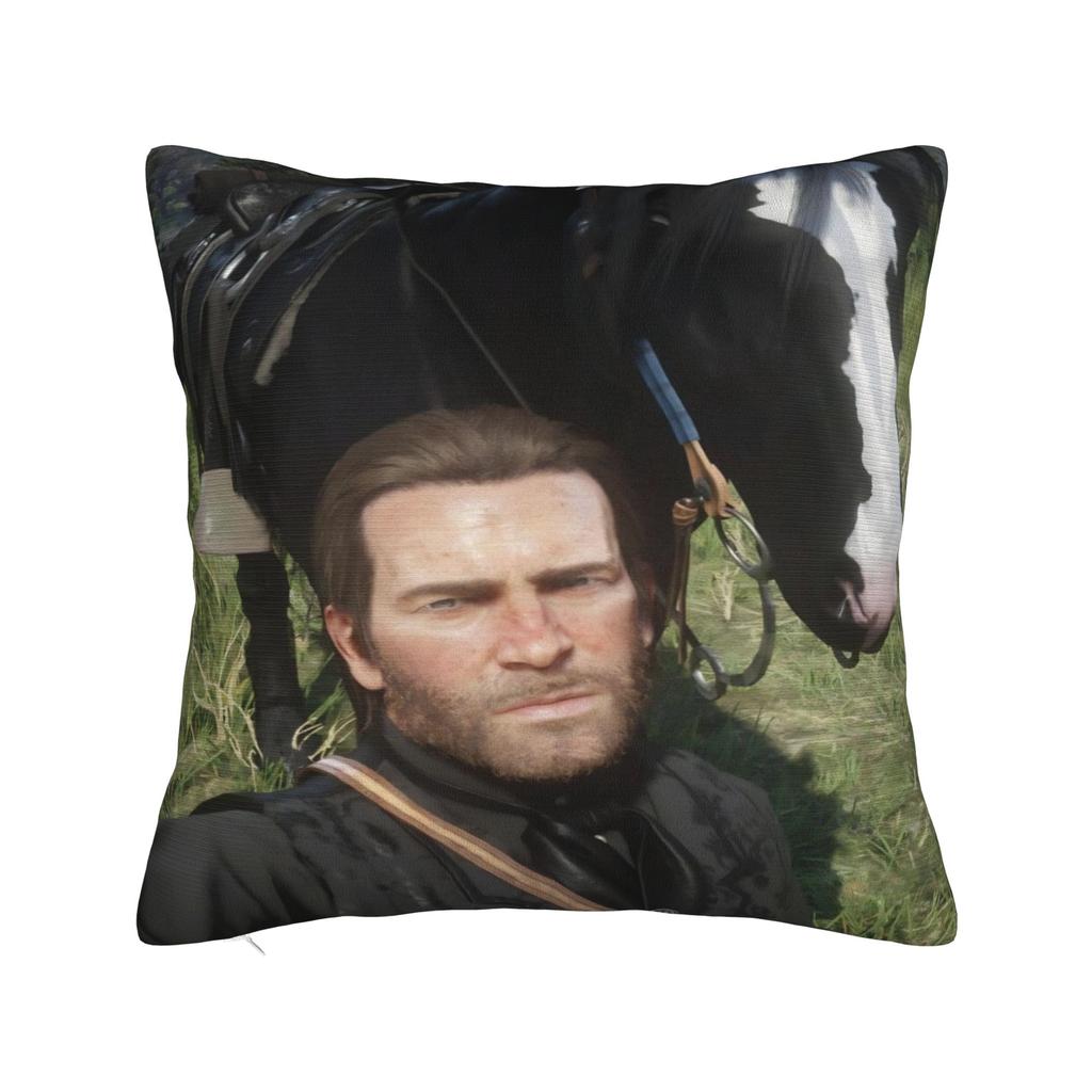 Квадратная наволочка с мемом Артура Моргана RDR2 Игровые чехлы для подушек Модный полиэстер Декор Наволочка для гостиной 40*40 см