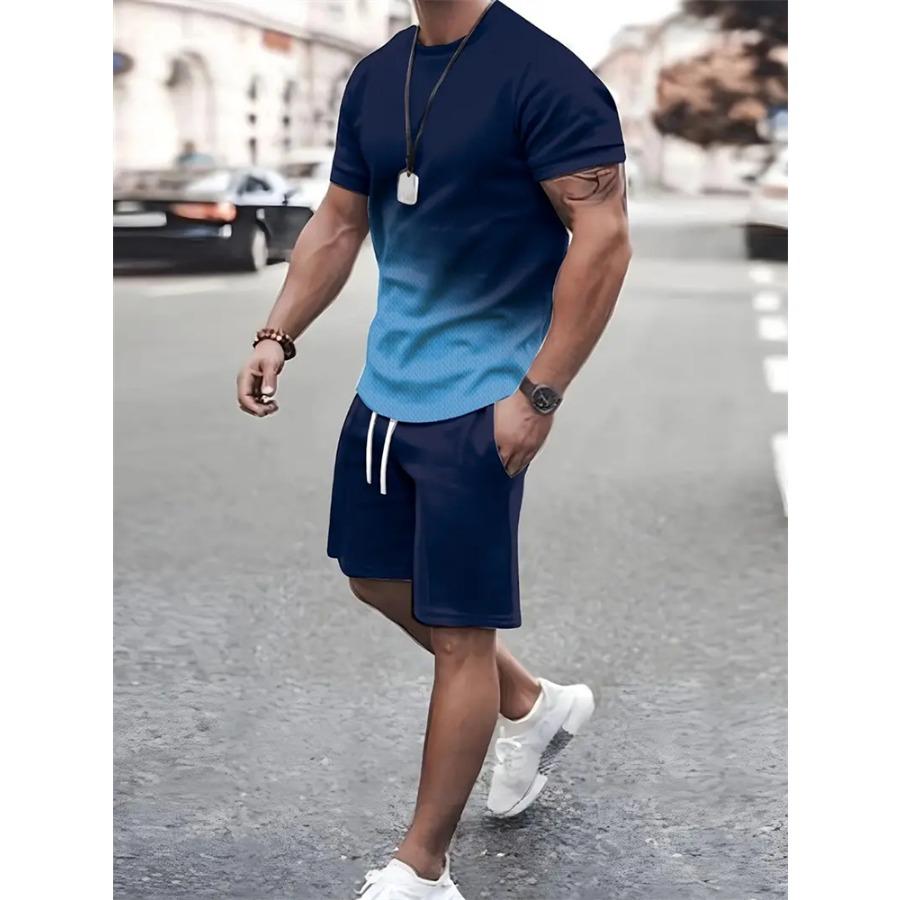 Мужская футболка и шорты, комплект, модный мужской костюм с коротким рукавом и принтом креста, комплект из двух предметов, большой размер, уличный пляжный спортивный мужской костюм больших размеров