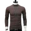 Мужская тонкая рубашка в корейском стиле с полуводолазкой, однотонная, с длинным рукавом, теплая, базовый слой