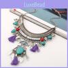 Ethnic Style Simulation Gemstone Decoration Women Necklace With Tassel Design