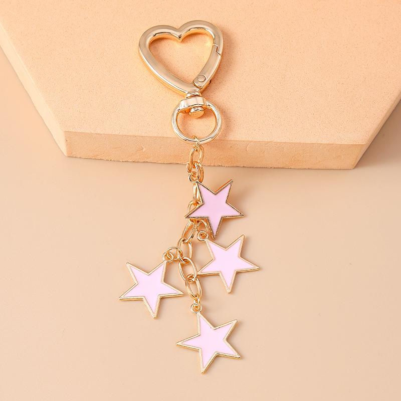 Cute Enamel Star Keychain Women Girl Key Ring Pendant for Car Key Holder Handbag Decor DIY Handmade Jewelry Gift