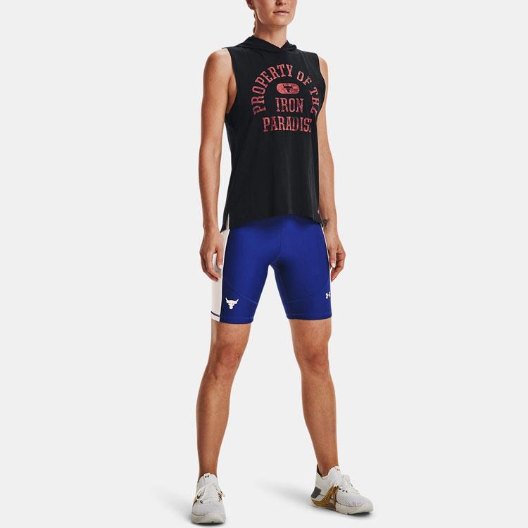 Under Armour Project Rock Johnson Printed Loose Training Hoodie женские толстовки с капюшоном черного цвета 1366003-001