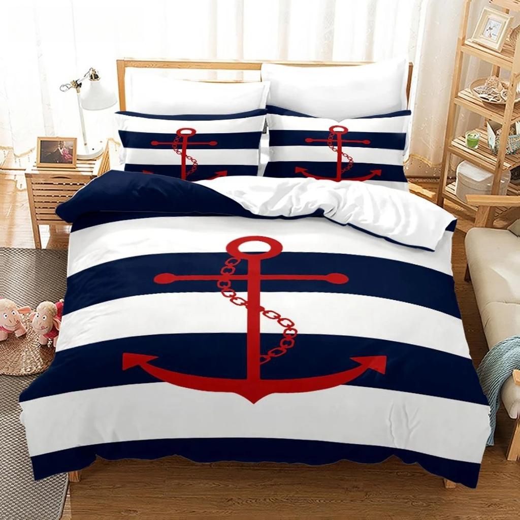 Nautical Ocean Anchor Bedding Sets 2026 Ocean Spirit Duvet Cover Bedding Set King Queen Bed Linen With Pillowcase Bedclothes