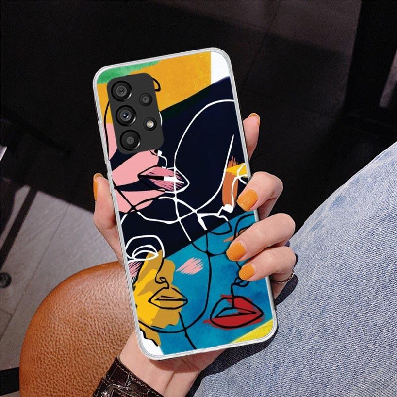 Абстрактная Линия Женское Лицо Чехол для Телефона для Samsung Galaxy A17 A37 A57 A16 A26 A36 A56 A15 A14 A13 A55 A54 A53 A35 A34 A33 A25 A24 A