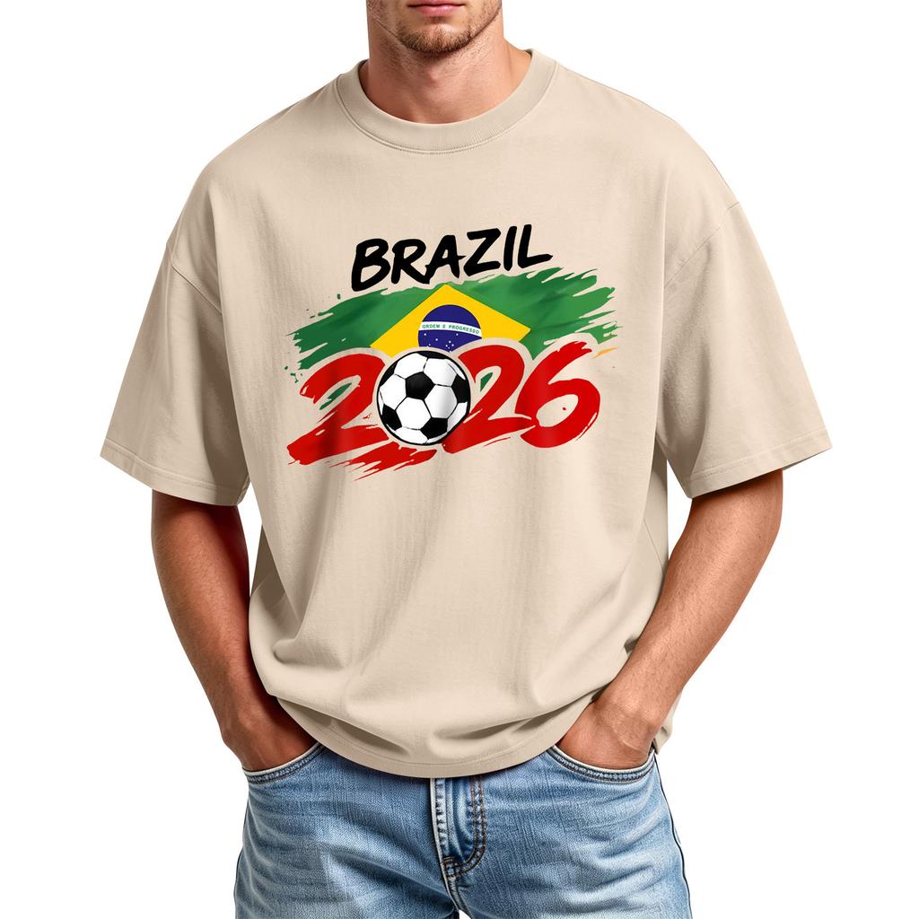 Men's World Event Print Crewneck Short Sleeve T Shirt Casual Athletic Top with Soccer Graphic 2026 Year Design for Daily Wear