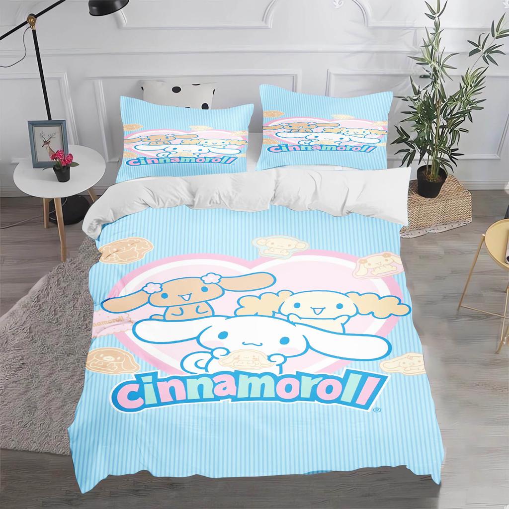 Cinnamoroll MINISO Sanrio Спальня Детский Комплект Постельного Белья Пододеяльник Комфорт Queen С Наволочкой Рождественские Подарки Дом
