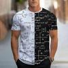 Fashion Retro Mathematical Element Pattern Men T-shirt Creativity Summer Casual 3D Printed Round Neck Short Sleeve Tees Top