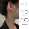 Korean Sterling Silver Hoop Earrings - Trendy Small Ear Bone Rings for Women