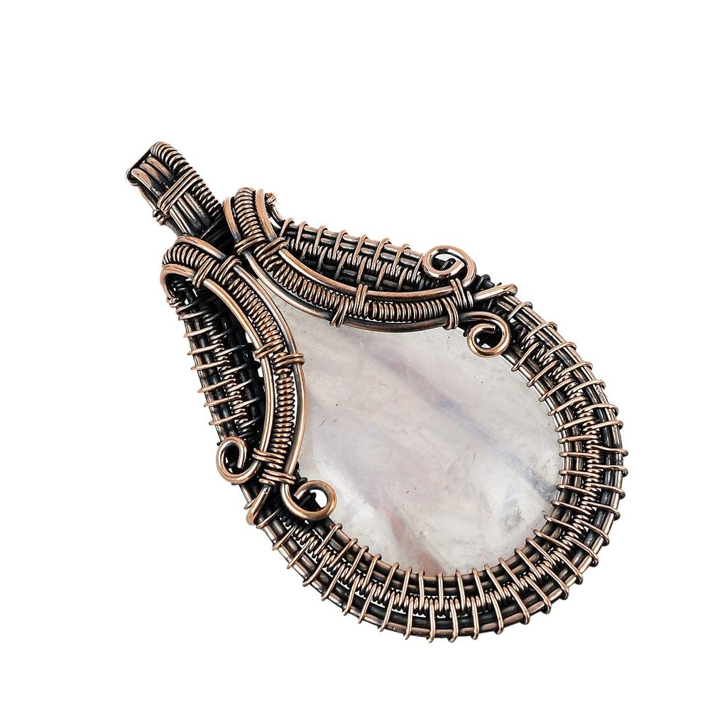 Rose Quartz Jewelry, 999 Copper Wire Wrapped Pendant Handmade Gemstone Jewelry, Gifts For Wife Brand New Pendant