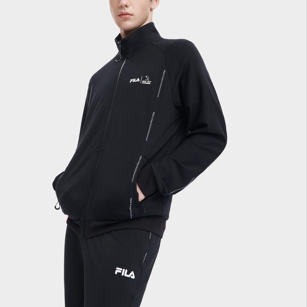 Fila X MAGIC STICK Collaboration Solid Color Stand Collar Casual Zip Long Sleeve Jacket Men Jackets Black F11M329502F-BK