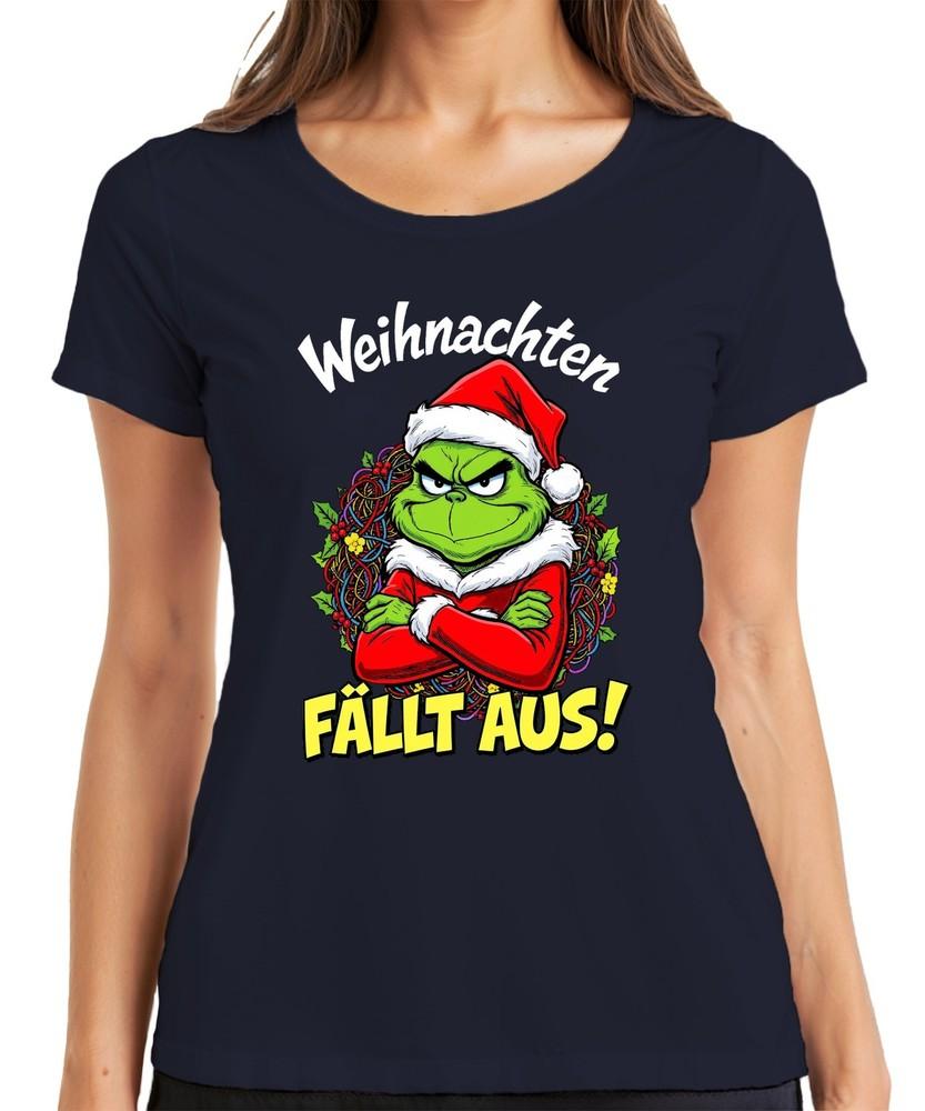 Christmas Falling Out Grinch Xmas Wreath Angry Funny Evil Ladies Tshirt