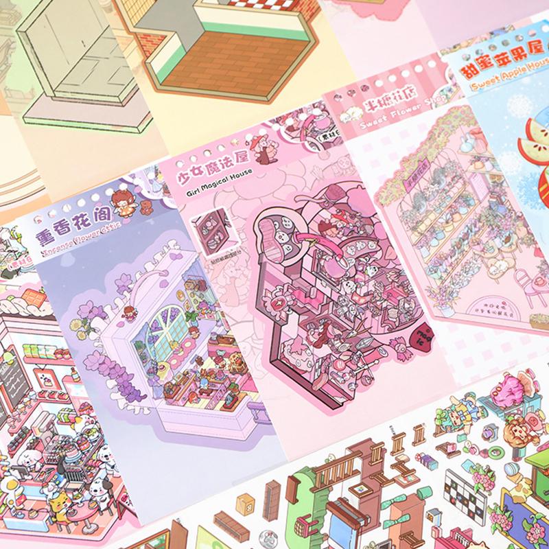 1 книга Коллекция ландшафтных наклеек Миниатюрные наклейки для ландшафта маленького мира Милые наклейки для головоломок Руководства DIY Декоративные наклейки