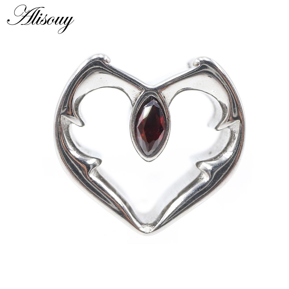 Alisouy 1PC Нержавеющая сталь Сердце Череп Глаз Красный циркон Ушные туннели Пробка Расширитель Растяжитель Измерители Серьги Пирсинг Украшения для тела