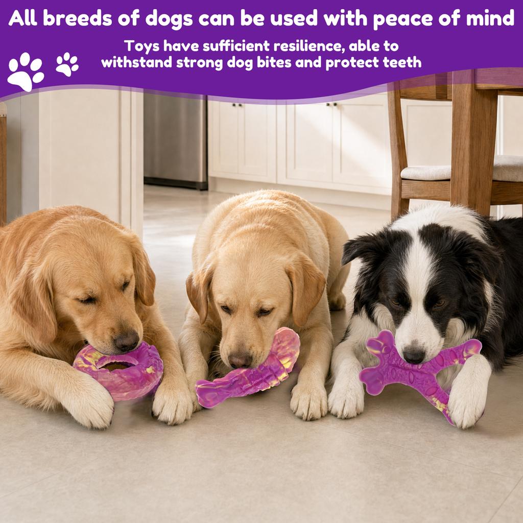3Pcs Dog Chew Toy Indestructible Nylon Dog Toy Tough Durable Natural Bacon Flavor Bone Toy Pet Supplies for Medium and Large Dog