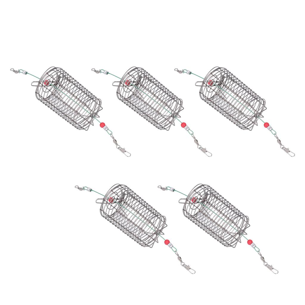 5Pcs Fishing Bait Cages Lure Cage Stainless Steel Fishing Trap Basket Feeder Holder M