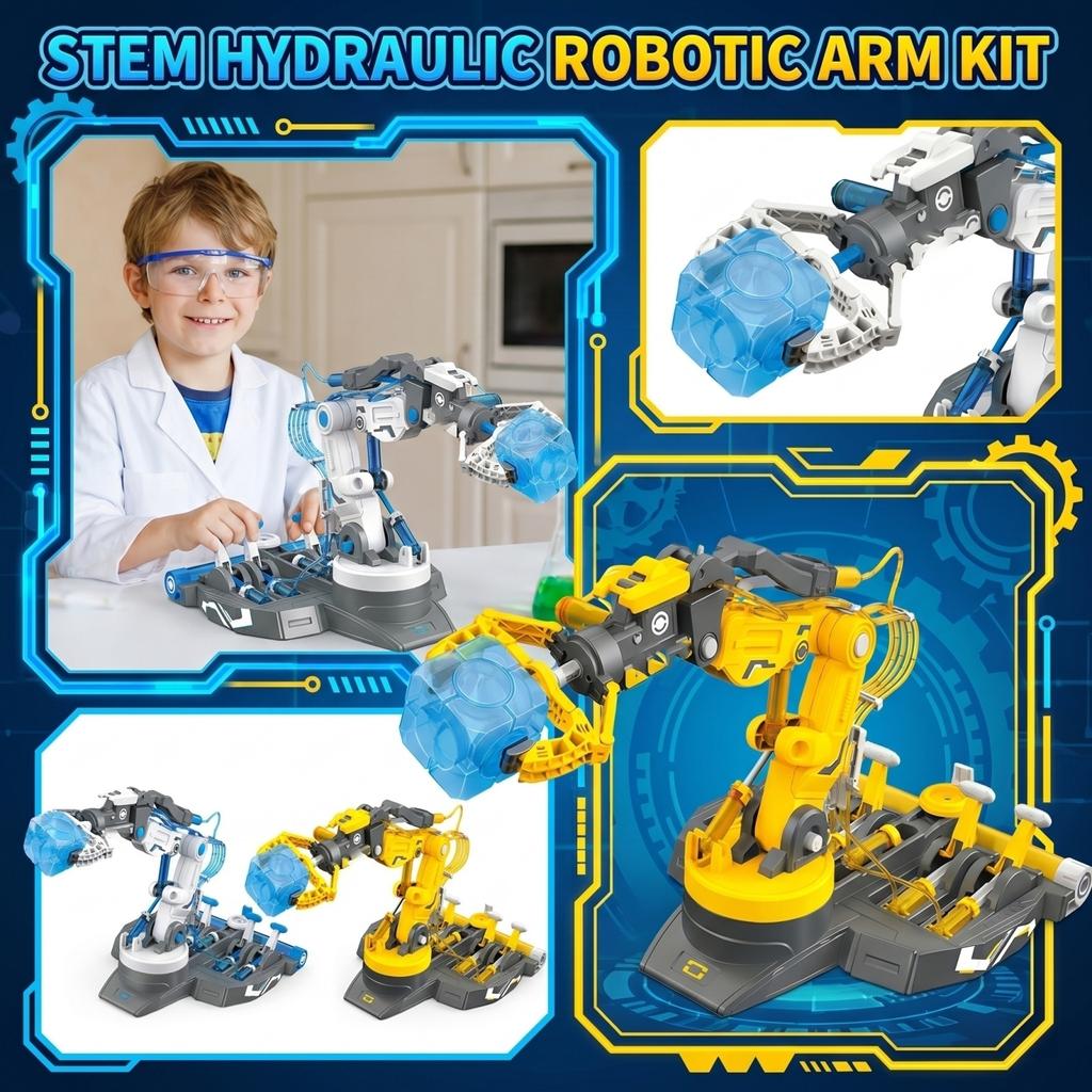 STEM Гидравлический Роботизированный Рука Образовательная Игрушка Набор для Научных Экспериментов Модель Механической Руки для Детей Изучающих Инженерию и Технологии