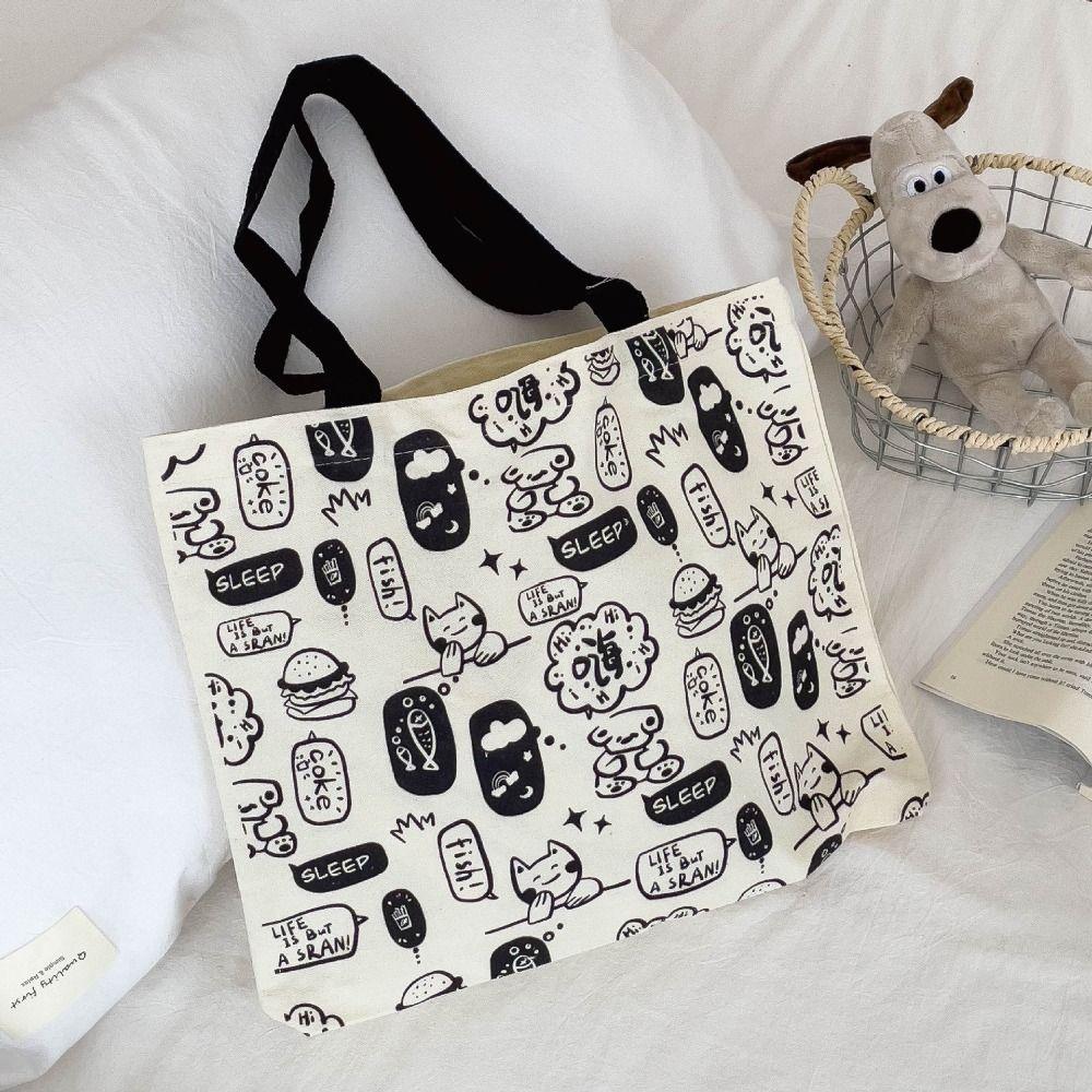 Shopping Bags Women's Hand Canva Bag Portable Canvas Tote Bag Fashion School Hand Bags
