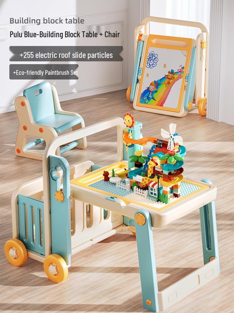 Manlong Convertible Building Block Table & Foldable Drawing Board - Educational Game Table for Boys & Girls, Ideal First Birthday Gift