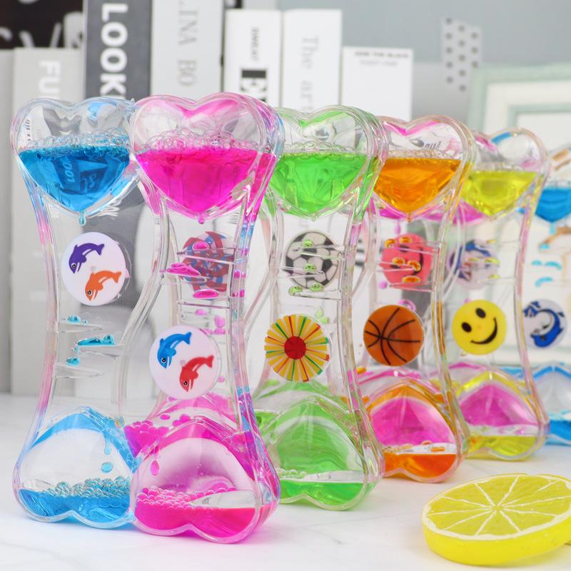 Двухцветный жидкий таймер-песочные часы: Орнамент «Персиковое сердце-вертушка» — Идеальный новогодний подарок для студентов