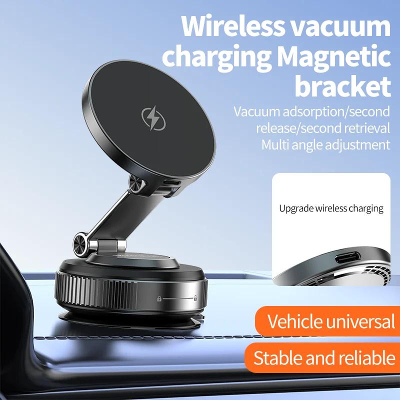 Magnetic Wireless Charger Holder Vacuum Phone Stand for Magsafe iPhone 17-12 Pro Max 360° Adjustable Suction Cup Car Dashboard