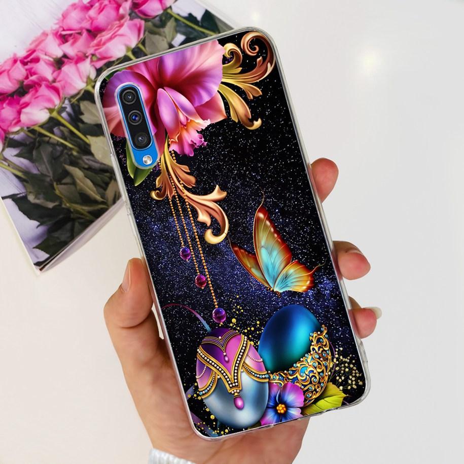 For Cover Samsung Galaxy A50 Phone Case Luxury Marble Flower Transparent Soft Bumper For Samsung A50S A30S A307F A507F A 50 Capa