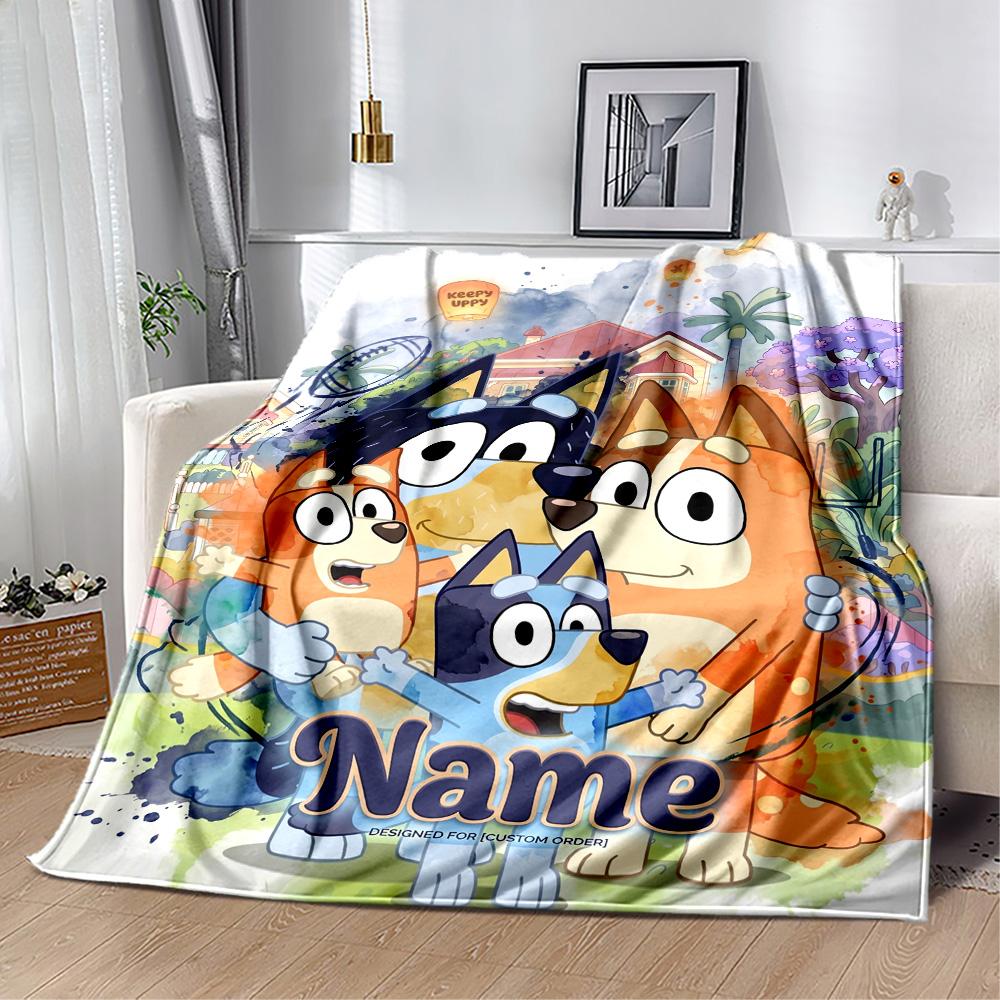 Bluey's Soccer Science Fun Customize Your Name Blanket Lightweight Customizable Blanket Ultra-Soft Perfect for Bedding Chair Office Seaside