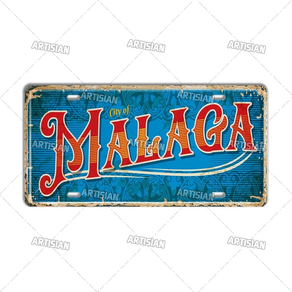 Artisan SPAIN License Plate Metal Sign City Landmark Wall Decor Decorative Vehicle Plate for Bar Pub Club Hotel Cafe Wall Art