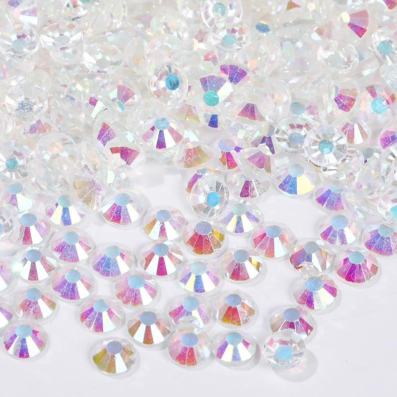 Цветной АБ Хрусталь Плоское Дно Сверло Круглое Сверло для Ногтей Сделай Сам Красочные Украшения для Ногтей