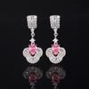 Beauty Expert Pink Crystal Zircon Retro Ruby Earrings Long Flower Fringed Flower Decoration