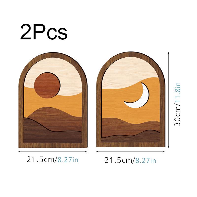 2Pc Wooden Wall Stickers Farmhouse Decoration Wooden Ornament Bohemia Art Installations Retro Hollow Flower Wall Hanging