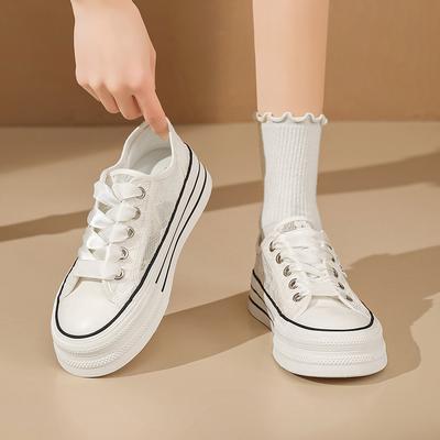 Августин кружевные сетчатые парусиновые туфли женские лето 2025 новые на платформе белые туфли повседневная спортивная обувь