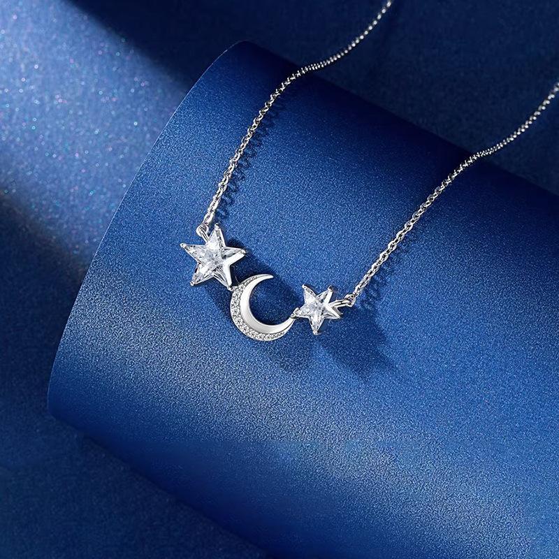 Ожерелье Moon Splash Galaxy, женское, легкое, роскошное, нишевое, яркое, звездное, галактика, нержавеющая сталь, цепочка на ключицу, летнее, звездное, лунное ожерелье