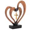 Two Heart and Cross Sculpture Tabletop Decoration Wedding Anniversary Couple Gift 7x8Inch Resin Ornaments for Wife