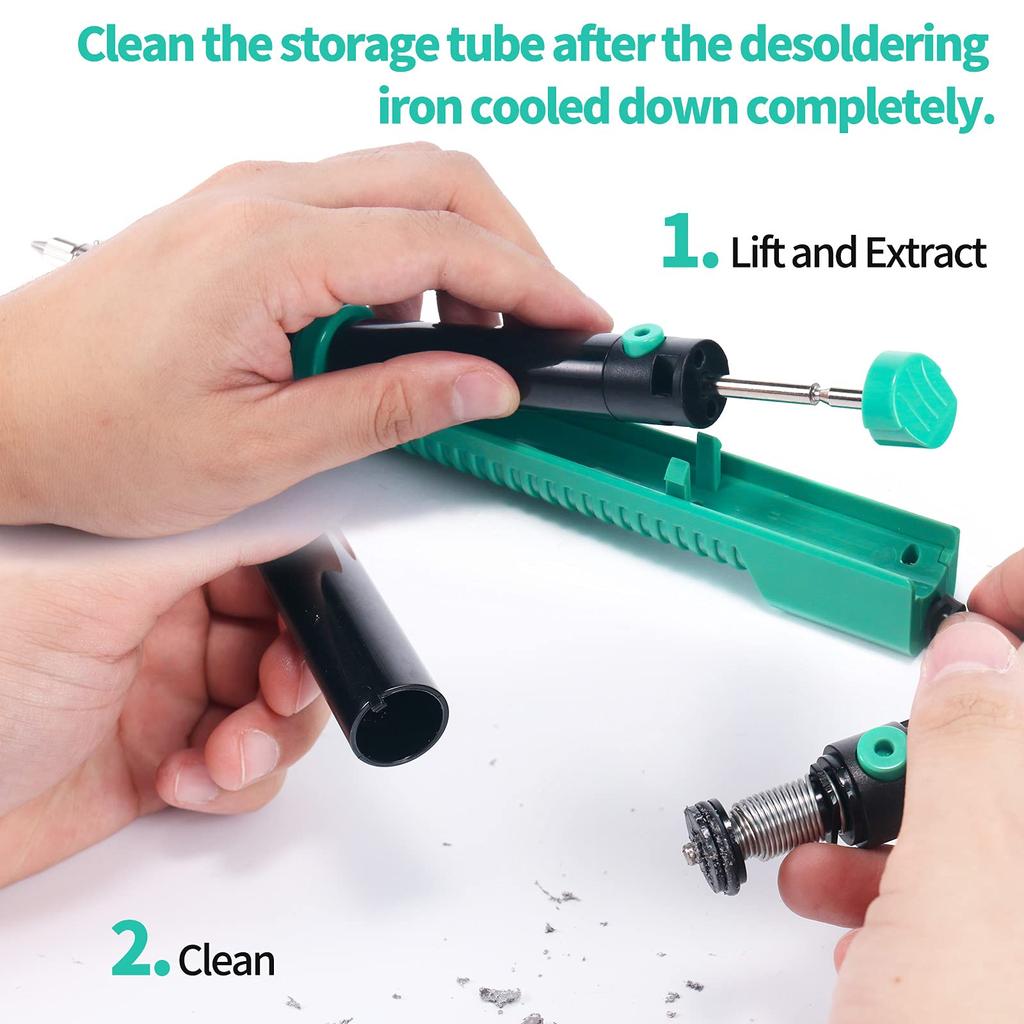 929D-V Electric Desoldering Soldering Iron Solder Sucker Desoldering Pump with Shorter Charging Handle and Desoldering Nozzles 1.0mm 1.2mm