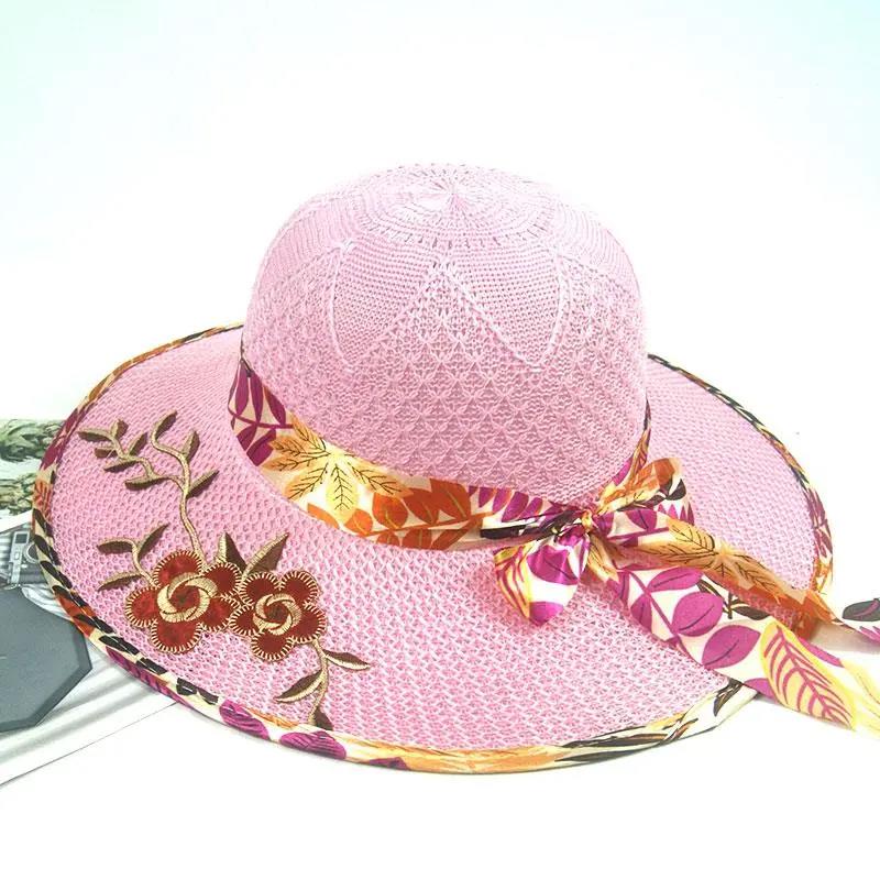 Женская шляпа от солнца, тонкая складная шляпа от солнца соломенной шляпой на весну и лето с защитой от ультрафиолета
