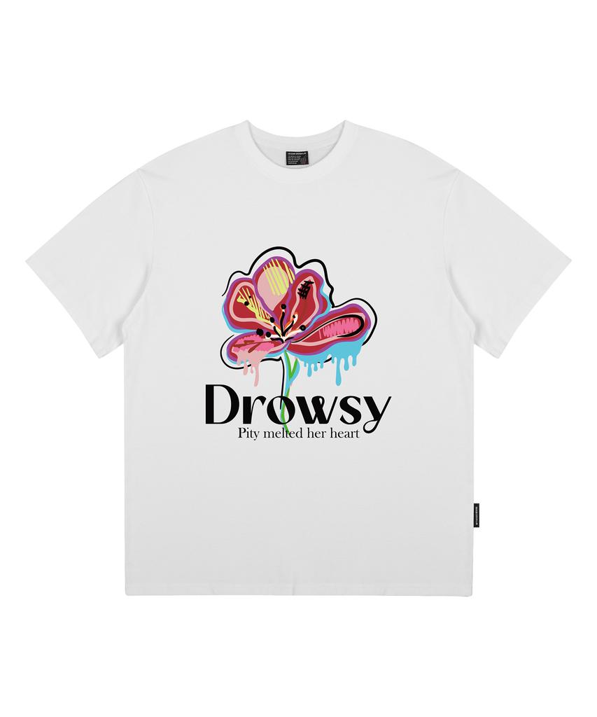 Deulousi Dw Тающая Цветок Футболка с коротким рукавом Белый