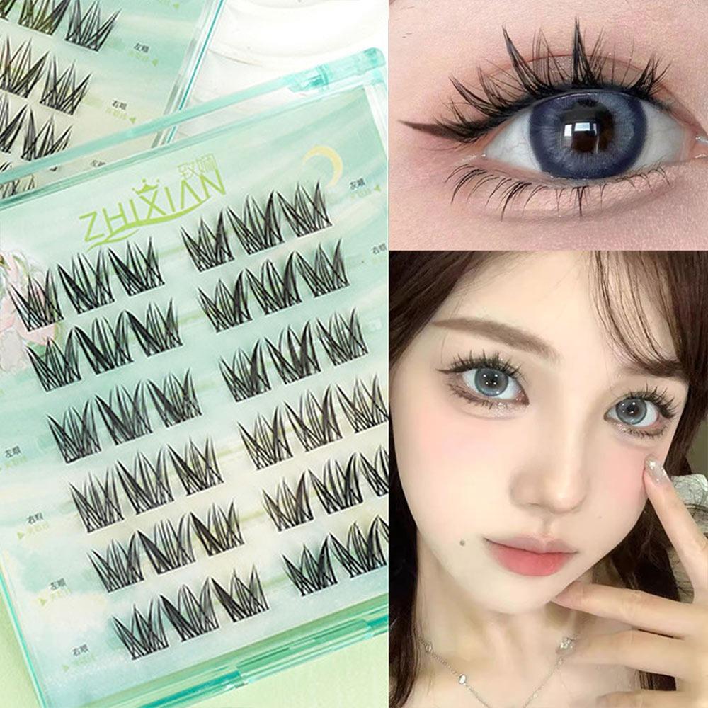 Glue Free Manga Lashes With Jelly Glue Strips 3D False Eyelashes Cat Elf Eyelashes Party Supplies