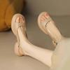 Summer 2024 New High-heeled Sandals Step On the Stool Feeling Women Open-toed Shoes Luxury Buckle Casual Thick-heeled Sandals