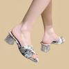 Мода Ретро Национальный Стиль Тренд Высокие Каблуки Женские Шлепанцы Обувь Массивные Сандалии Женские Летние Открытый Носок Вьетнамки Прозрачные Модные Слайды