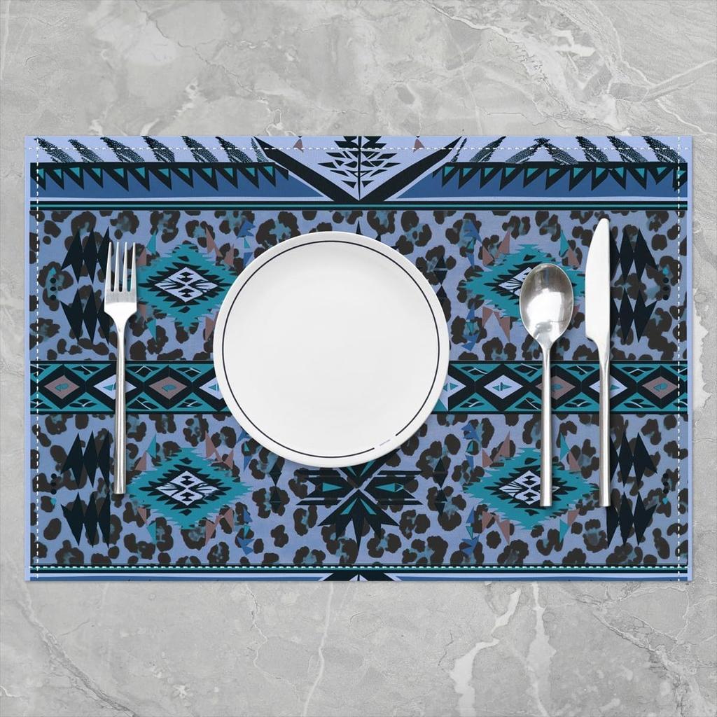 Western Decor Placemats Set of 4 Boho Exotic Leopard Print Table Mats Placemat 12"x18" Kids Kitchen Bohemian Wild West Cowboy Placemats