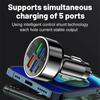100W 6 Ports Car Charger Fast Charging PD QC3.0 USB C Car Phone Charger Type C Adapter In Car For iPhone Samsung Huawei Xiaomi