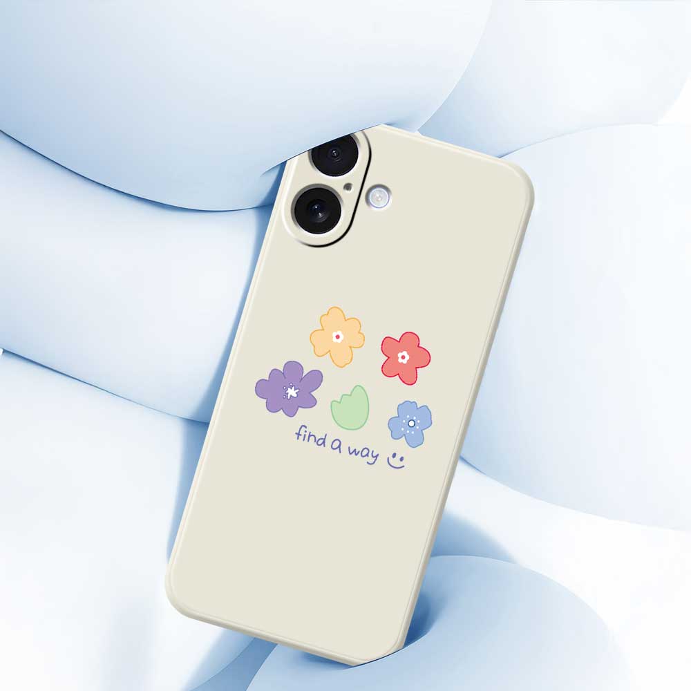 For iPhone 17 Case Five Colors Flowers Pattern Printing Straight Edge TPU Phone Back Cover