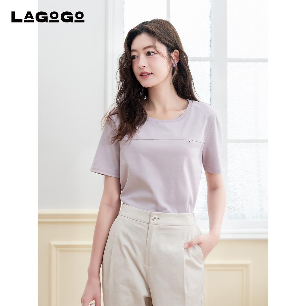 Lagogo Lago Valley new white and comfortable commuting simple T-shirt for women