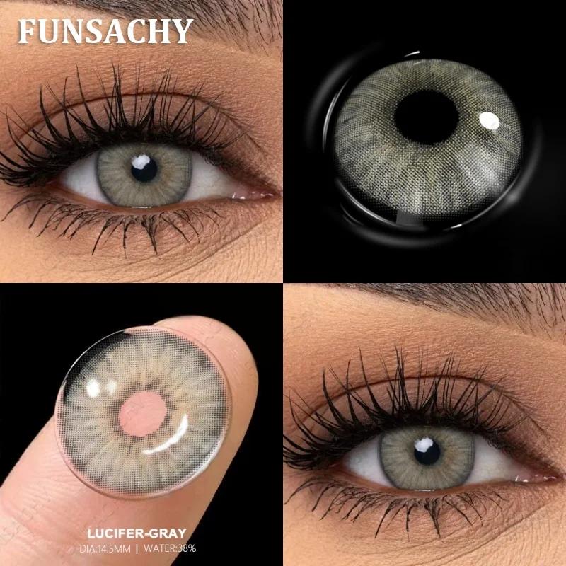 FUNSACHY 1 Pair New Color Contact Lenses for Eyes Beautiful Pupil Fashion Gray Brown Soft Lenses Yearly Cosmetics Korean Lens