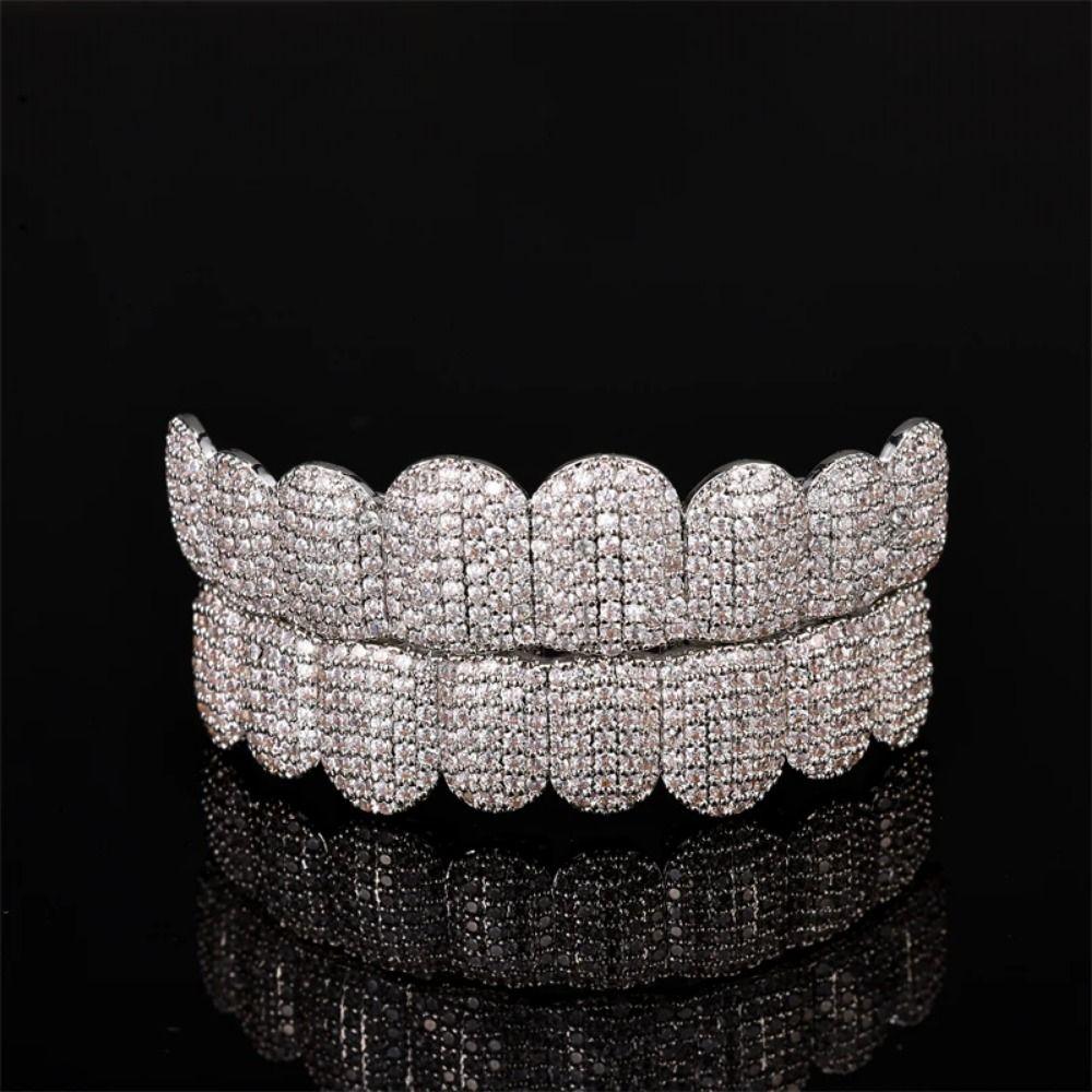 Removable Design Hiphop Teeth Grillz Top & Bottom Set Charm Teeth Grillz Dental Crown