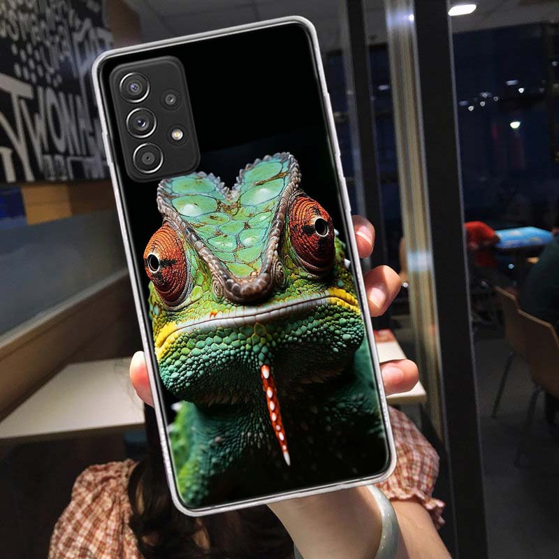 Чехлы для телефона «Ящерицы и гекконы с большими глазами» для Samsung A54 A57 A37 A17 A14 A15 A12 A24 A34 A55 A35 A25 A52S A07 A05S A04S A22 A