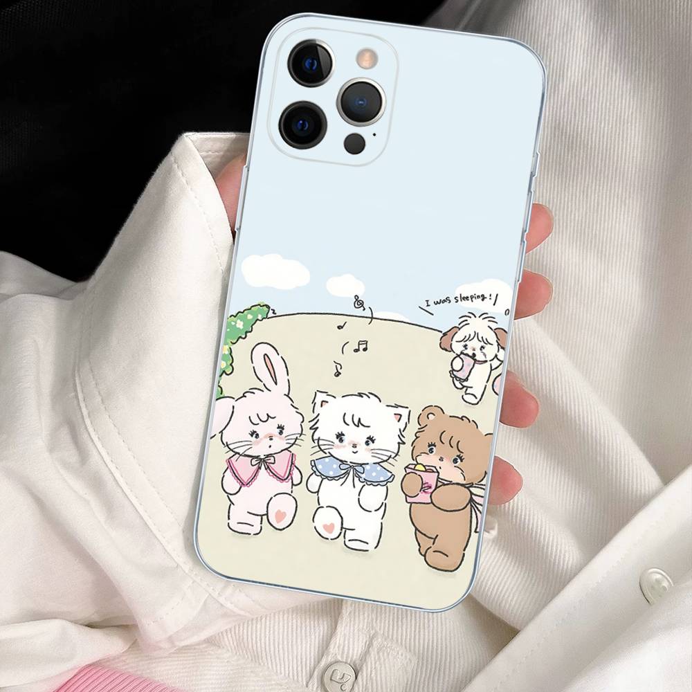 Милые персонажи M-mikko C Для IPhone 11 12 13 14 15 16 17 Pro Max Plus Air Прозрачный Clear Ударопрочный Чехол
