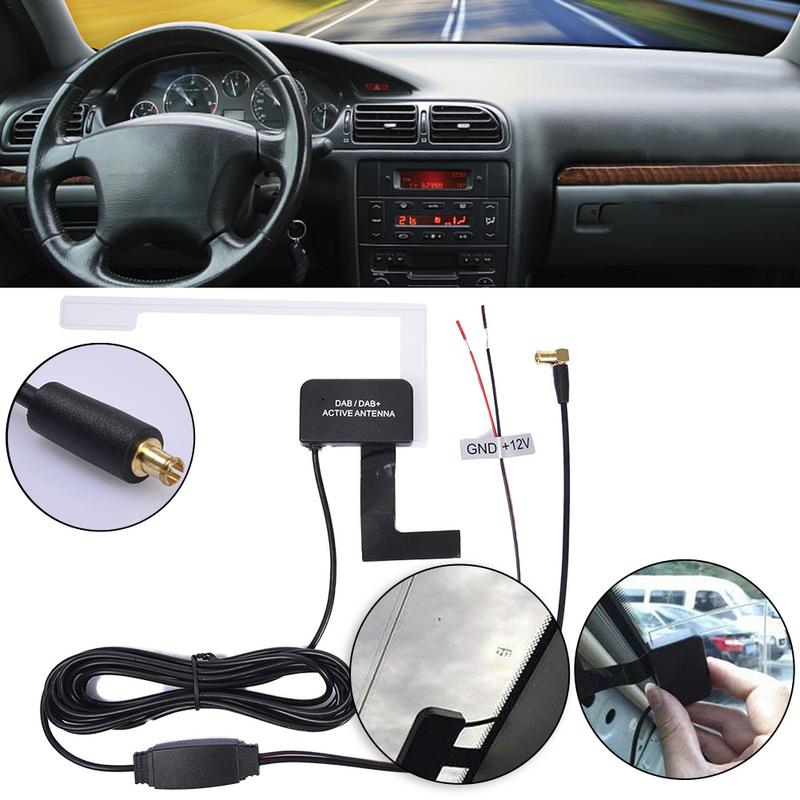12V Glass Mount Car DAB Digital Radio Patch Aerial Antenna Adhesive Transparent Built-in Antenna European