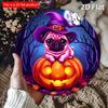 2D Плоский 20*20см Круглая Деревянная Табличка с Графическим Дизайном Шляпы Ведьмы и Узором Тыквы. На тему Хэллоуина, для дома, гаража, ресторана, кафе.
